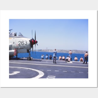 Fairey Gannet (nose of) alongside sailors on board the Royal Navy aircraft carrier HMS Hermes in the 1960s Posters and Art